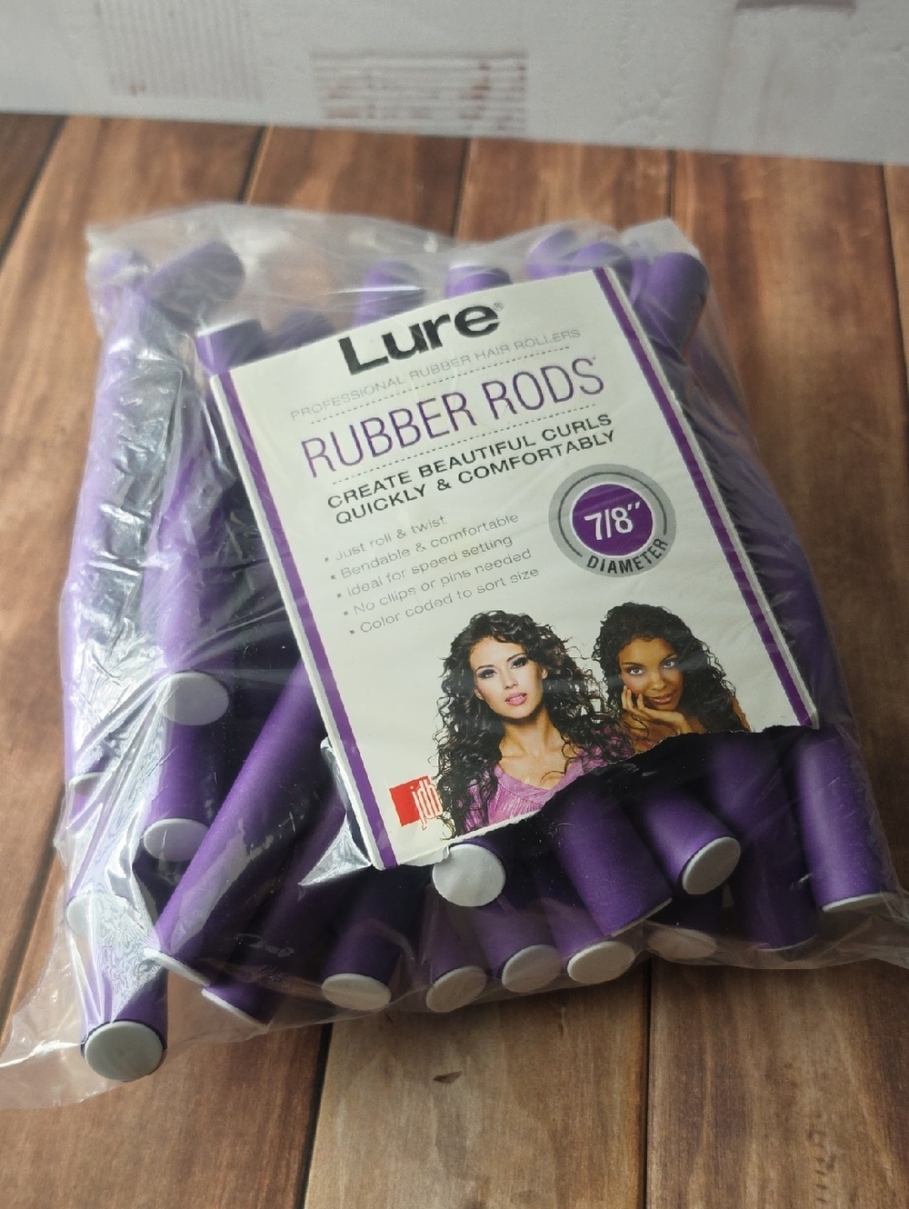Purple Rubber Rods Hair Rollers - 7/8" Diameter